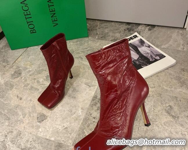 Best Product Bottega Veneta Nappa Leather Square Heel Short Boots with Red 102222