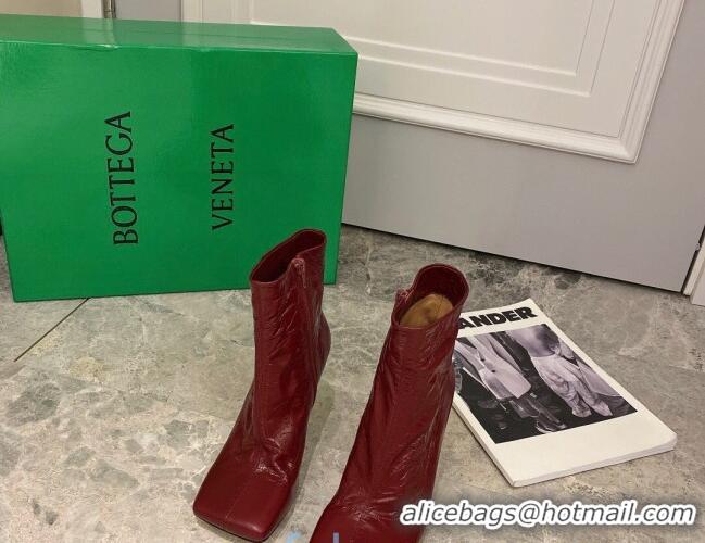 Best Product Bottega Veneta Nappa Leather Square Heel Short Boots with Red 102222