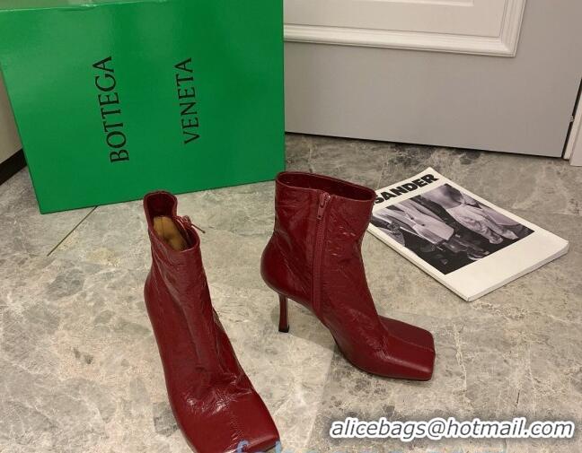 Best Product Bottega Veneta Nappa Leather Square Heel Short Boots with Red 102222