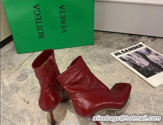 Best Product Bottega Veneta Nappa Leather Square Heel Short Boots with Red 102222