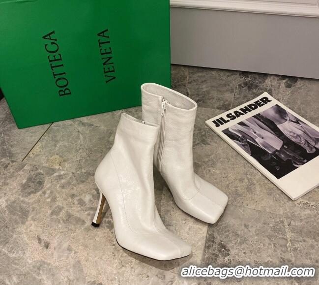 Good Taste Bottega Veneta Nappa Leather Square Heel Short Boots with White 102223