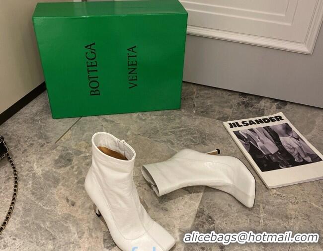 Good Taste Bottega Veneta Nappa Leather Square Heel Short Boots with White 102223