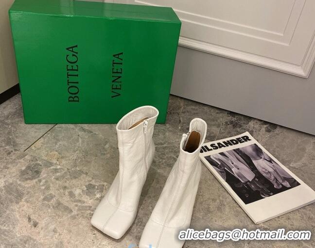 Good Taste Bottega Veneta Nappa Leather Square Heel Short Boots with White 102223