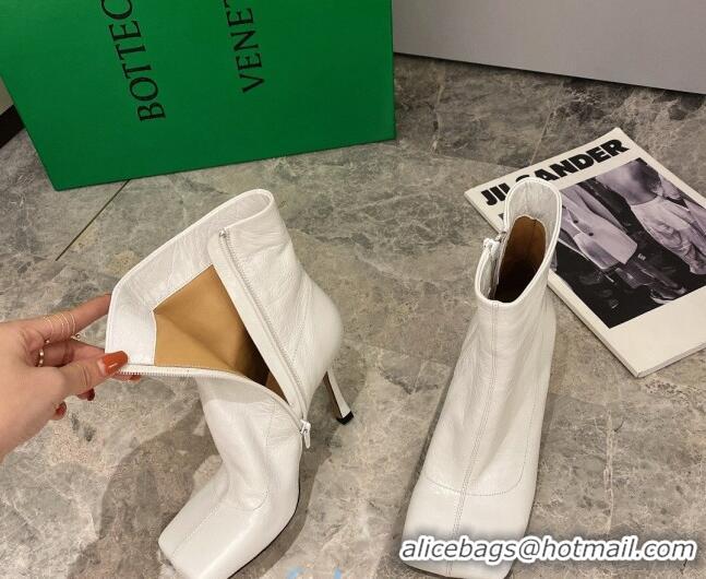 Good Taste Bottega Veneta Nappa Leather Square Heel Short Boots with White 102223