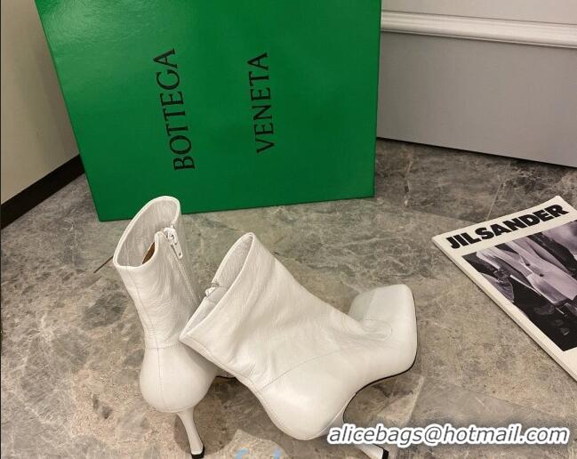 Good Taste Bottega Veneta Nappa Leather Square Heel Short Boots with White 102223