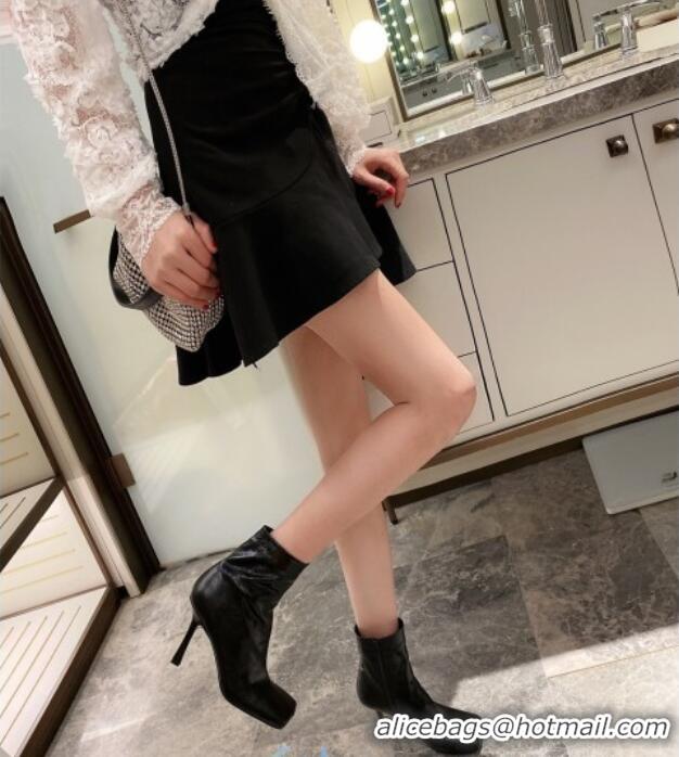 Trendy Design Bottega Veneta Nappa Leather Square Heel Short Boots with Black 102224