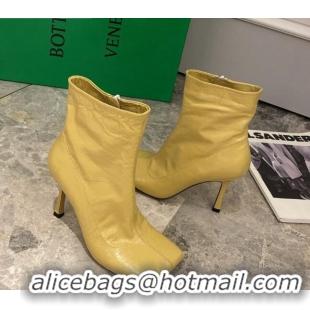 Popular Style Bottega Veneta Nappa Leather Square Heel Short Boots with Yellow 102225