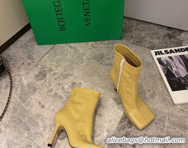 Popular Style Bottega Veneta Nappa Leather Square Heel Short Boots with Yellow 102225