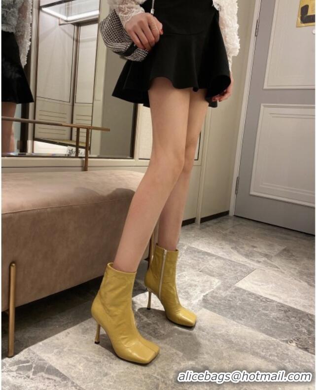 Popular Style Bottega Veneta Nappa Leather Square Heel Short Boots with Yellow 102225