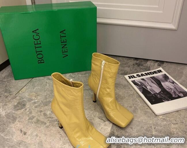 Popular Style Bottega Veneta Nappa Leather Square Heel Short Boots with Yellow 102225