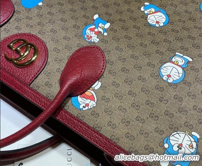 Trendy Design Doraemon x Gucci GG Canvas Large Tote Bag 653952 Beige/Red 2021