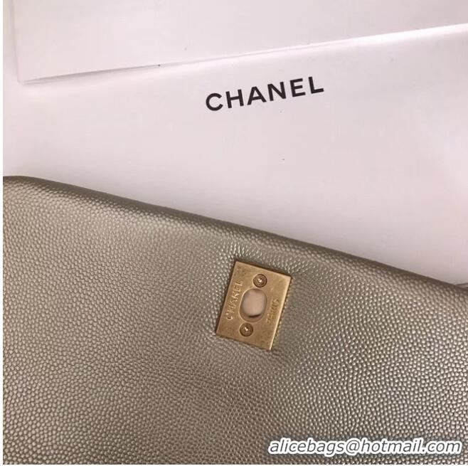 Top Quality Chanel original Caviar leather flap bag top handle A92290 Light gold&Gold-Tone Metal