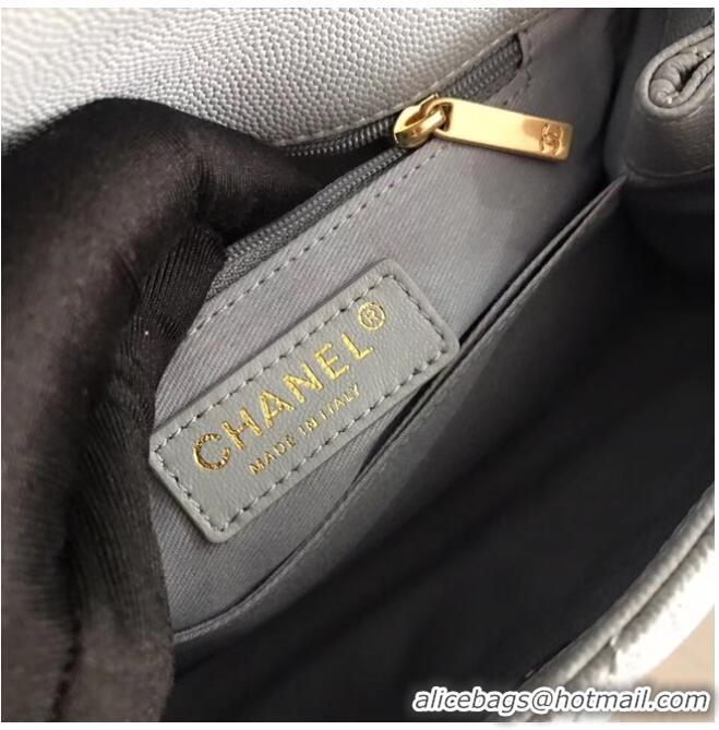 Well Crafted Chanel original Caviar leather flap bag top handle A92290 light blue&Gold-Tone Metal