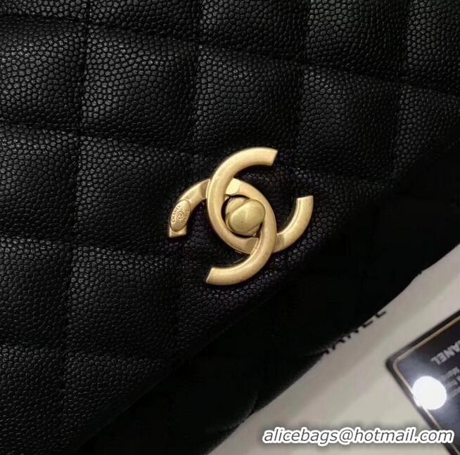 Famous Brand Chanel Classic Top Handle Bag black Cannage Pattern A92290 Gold