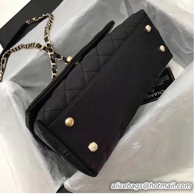 Famous Brand Chanel Classic Top Handle Bag black Cannage Pattern A92290 Gold