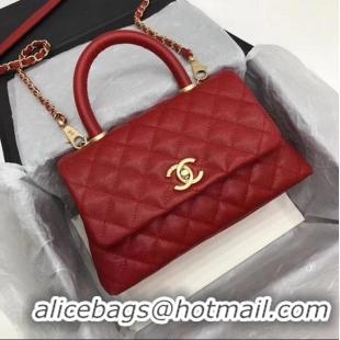 Best Price Chanel Classic Top Handle Bag Red Cannage Pattern A92290 Gold