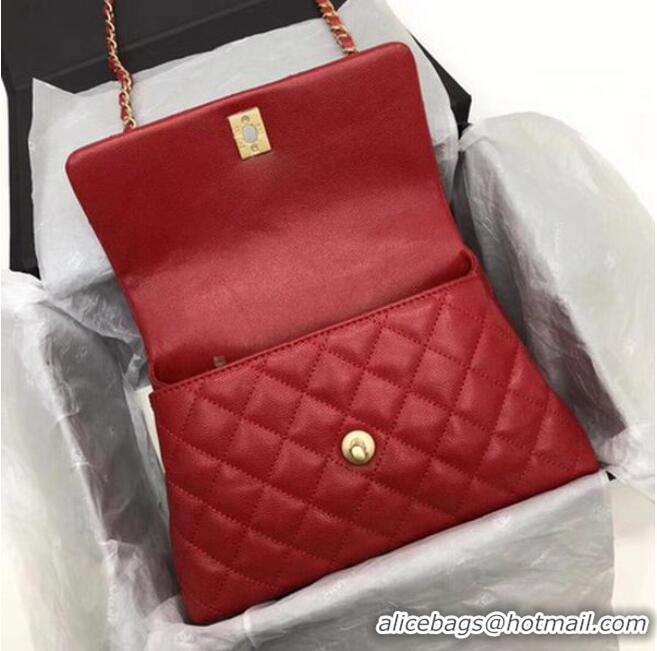 Best Price Chanel Classic Top Handle Bag Red Cannage Pattern A92290 Gold