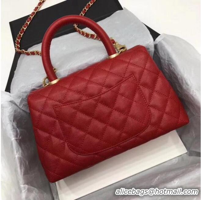 Best Price Chanel Classic Top Handle Bag Red Cannage Pattern A92290 Gold