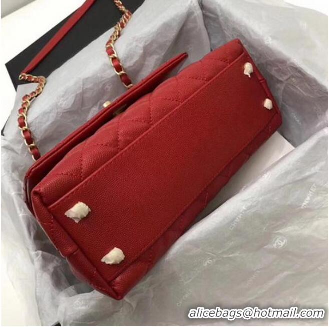 Best Price Chanel Classic Top Handle Bag Red Cannage Pattern A92290 Gold