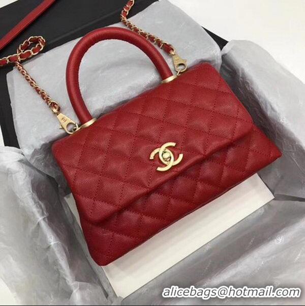 Best Price Chanel Classic Top Handle Bag Red Cannage Pattern A92290 Gold