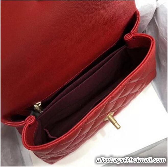 Best Price Chanel Classic Top Handle Bag Red Cannage Pattern A92290 Gold