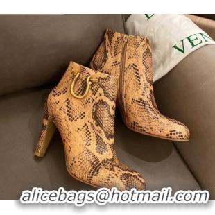 Lower Price Bottega Veneta Snakeskin Embossed Leather Short Boots with U Buckle 102230 Yellow