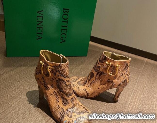 Lower Price Bottega Veneta Snakeskin Embossed Leather Short Boots with U Buckle 102230 Yellow