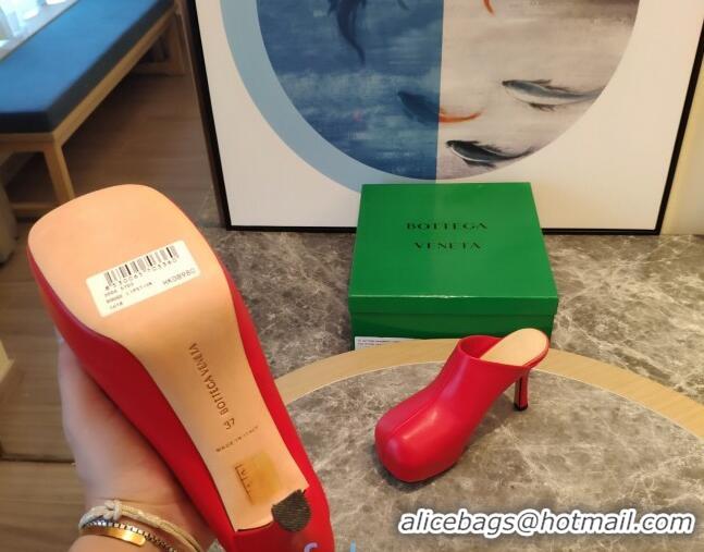 Super Quality Bottega Veneta The Bold Nappa Leather High Heel Platform Mules 120219 Red