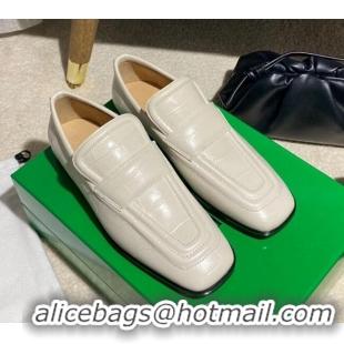 Good Quality Bottega Veneta Loafers in White Crocodile Calfskin 121909 White