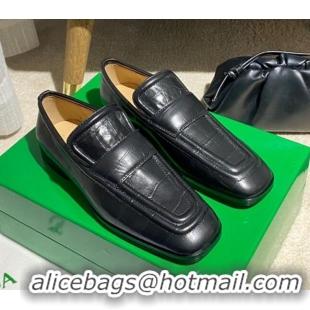 Super Quality Bottega Veneta Loafers in White Crocodile Calfskin 121909 Black