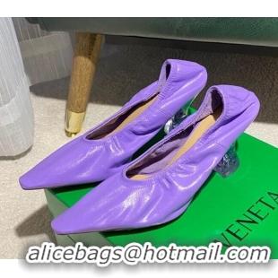 Good Product Bottega Veneta Almond Pumps in Purple Lambskin with Plexiglass Heel 121914