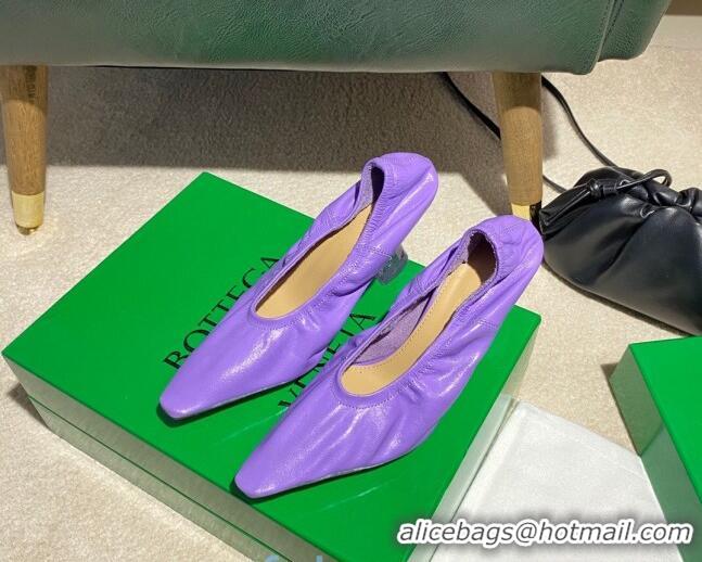 Good Product Bottega Veneta Almond Pumps in Purple Lambskin with Plexiglass Heel 121914