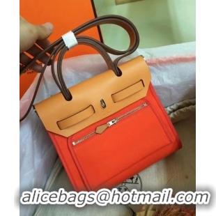 Top Quality Hermes mini Herbag Original Canvas Leather & Calfskin 45987 orange&brown