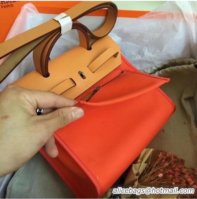 Top Quality Hermes mini Herbag Original Canvas Leather & Calfskin 45987 orange&brown