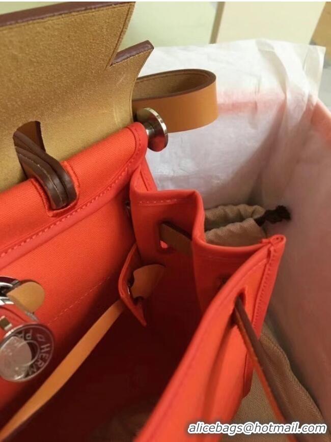 Top Quality Hermes mini Herbag Original Canvas Leather & Calfskin 45987 orange&brown