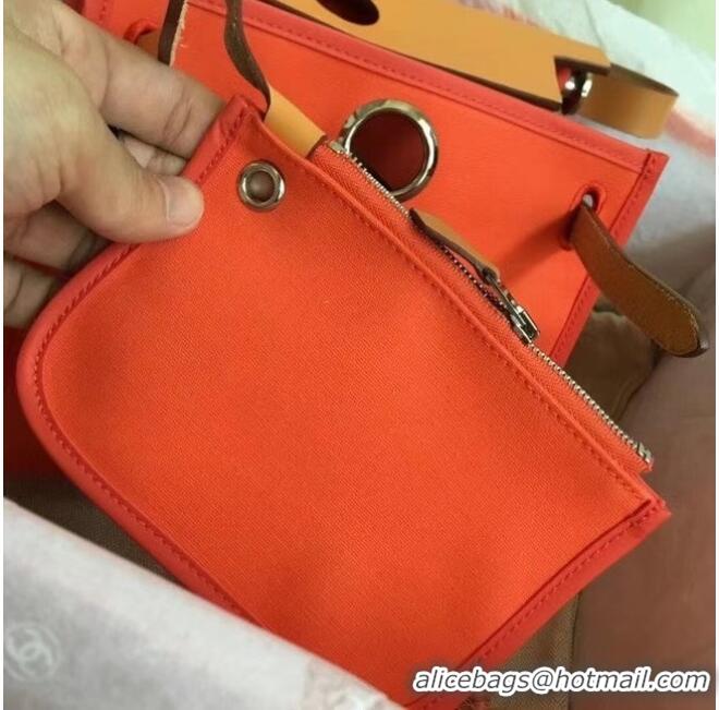 Top Quality Hermes mini Herbag Original Canvas Leather & Calfskin 45987 orange&brown