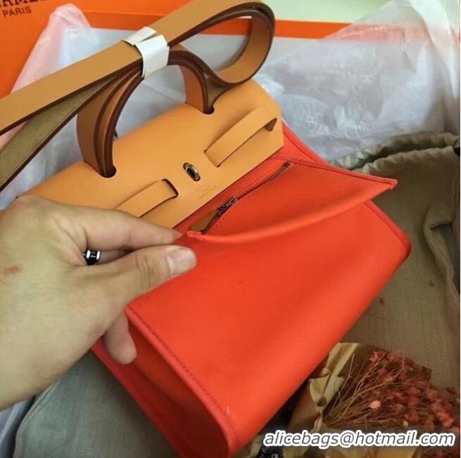 Top Quality Hermes mini Herbag Original Canvas Leather & Calfskin 45987 orange&brown