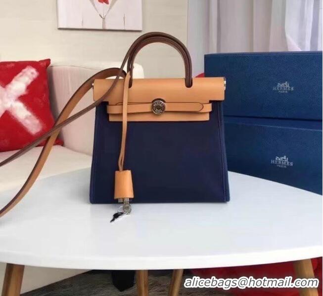 Discount Hermes mini Herbag Original Canvas Leather & Calfskin 45987 Royal&brown