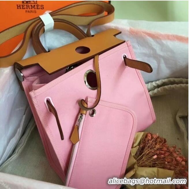 Trendy Design Hermes mini Herbag Original Canvas Leather & Calfskin 45987 pink&brown