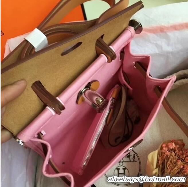 Trendy Design Hermes mini Herbag Original Canvas Leather & Calfskin 45987 pink&brown