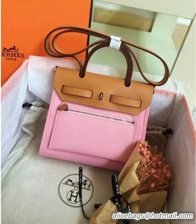 Trendy Design Hermes mini Herbag Original Canvas Leather & Calfskin 45987 pink&brown