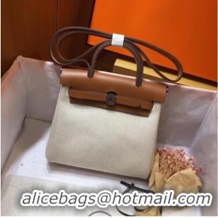 Top Quality Hermes mini Herbag Original Canvas Leather & Calfskin 45987 Offwhite&brown