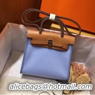 Inexpensive Hermes mini Herbag Original Canvas Leather & Calfskin 45987 blue&brown