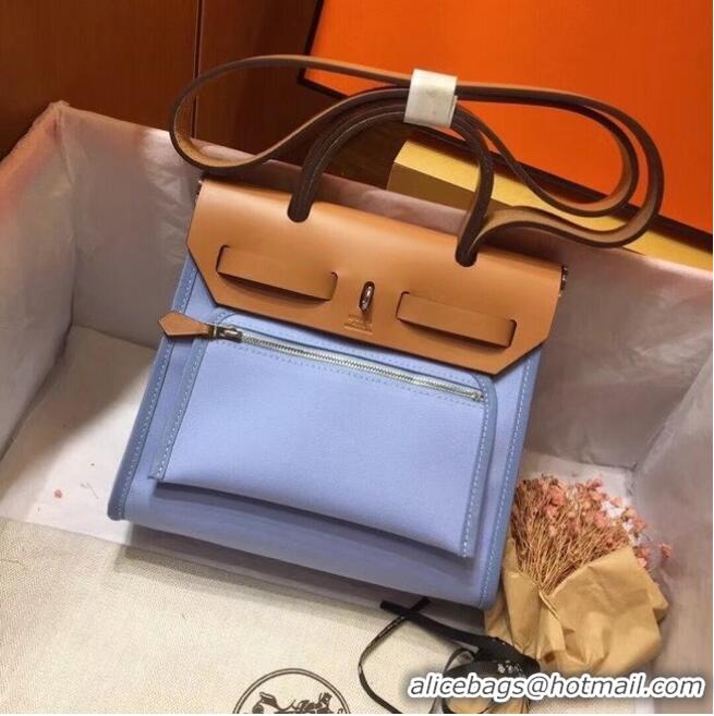 Inexpensive Hermes mini Herbag Original Canvas Leather & Calfskin 45987 blue&brown