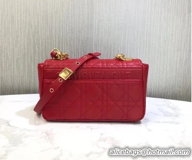 Traditional Discount Dior SMALL DIOR CARO BAG Soft Cannage Calfskin M9241 red