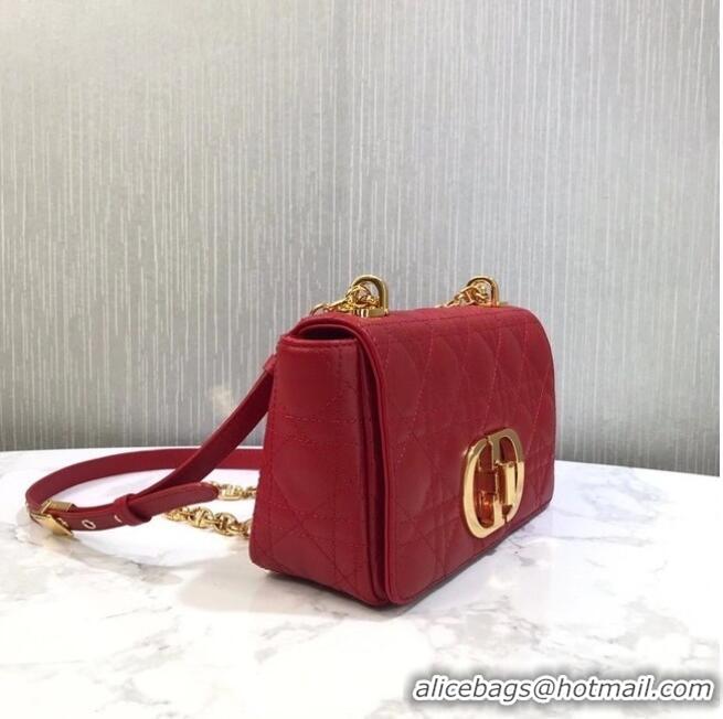 Traditional Discount Dior SMALL DIOR CARO BAG Soft Cannage Calfskin M9241 red