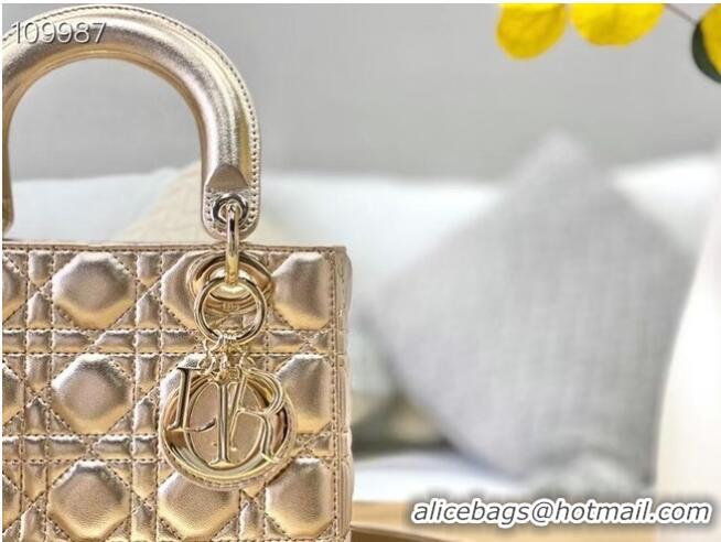 Shop Design LADY DIOR MY ABCDIOR BAG gold Cannage Lambskin M0538O