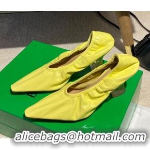 New Style Bottega Veneta Almond Pumps in Yellow Lambskin with Plexiglass Heel 121915