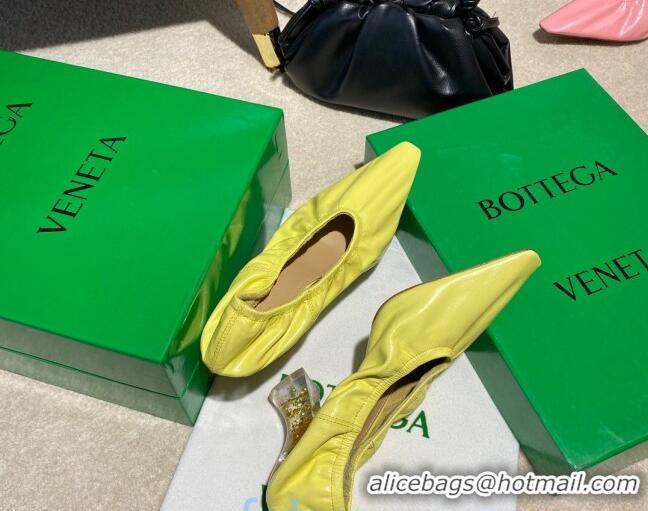 New Style Bottega Veneta Almond Pumps in Yellow Lambskin with Plexiglass Heel 121915