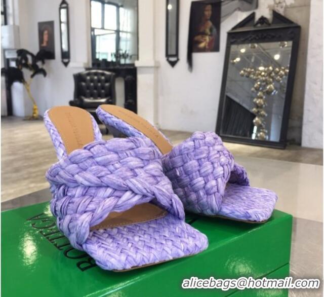 Low Cost Bottega Veneta Stretch Woven Raffia High-Heel Sandals 9cm 010501 Purple